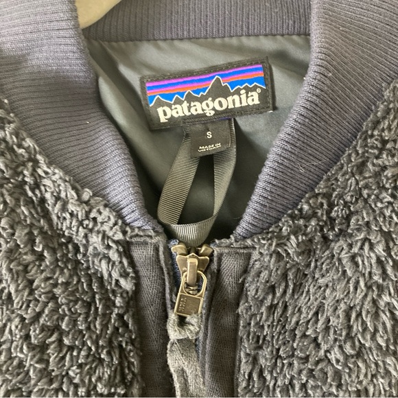 Patagonia Worn Wear Los Gatos Thick Fleece Blue Bomber Jacket Women's Small - Picture 16 of 16